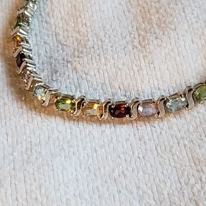 Sterling s link multi gemstone bracelet